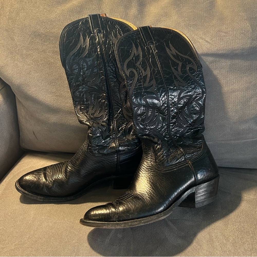 Nocona Men’s Black Leather Vintage High Cowboy Western Boots